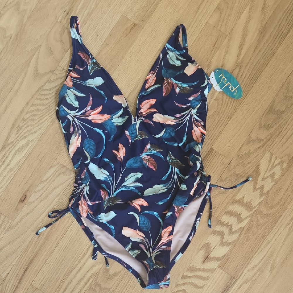 Mynah Floral Womens One Piece in Navy and Coral